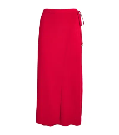 Aeron Rib-knit Betta Midi Skirt In Red