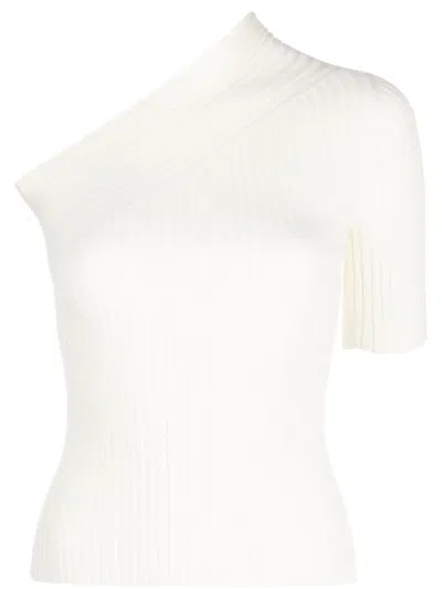 Aeron Ribbed Asymmetric Top In Neutrals