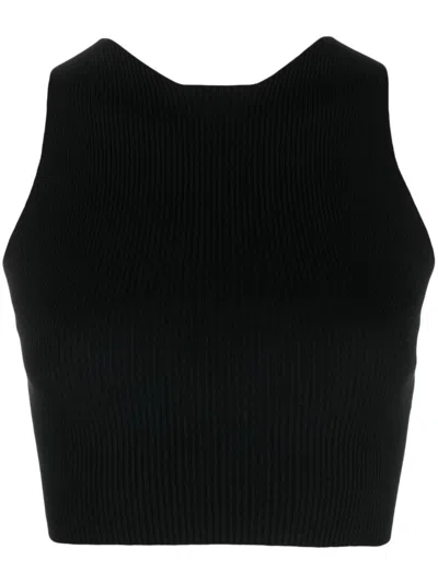 Aeron Geripptes Cropped-strickoberteil In Black