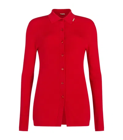 Aeron Ribbed-knit Ribbon Cardigan In Red
