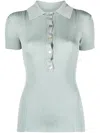 Aeron Ribbed Short Sleeve Polo Top In Blue