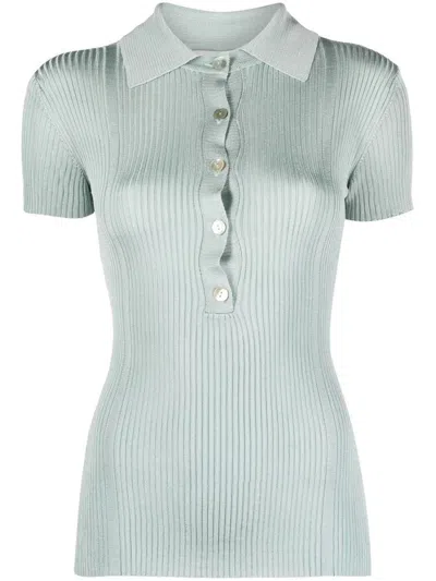 AERON AERON RIBBED SHORT SLEEVE POLO TOP