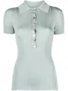 Aeron Ribbed Short Sleeve Polo Top In Green