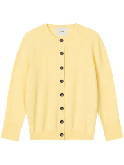 Aeron Round Neck Cardigan In Neutrals