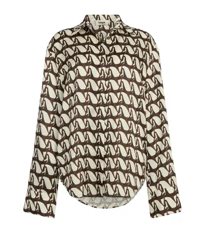 Aeron Satin Graphic Print Stallion Shirt In Brown