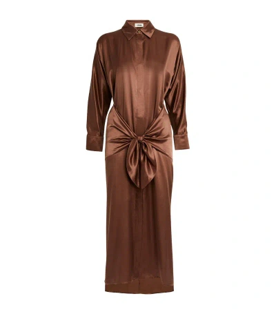 Aeron Satin Pallas Midi Dress In Brown