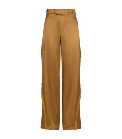 Aeron Satin Straight-leg Fjord Trousers In Brown