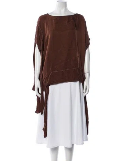 Pre-owned Aeron Scoop Neck Short Sleeve Top In Brown