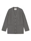 Aeron Sierra Cable-knit Pocket Cardigan In Gray