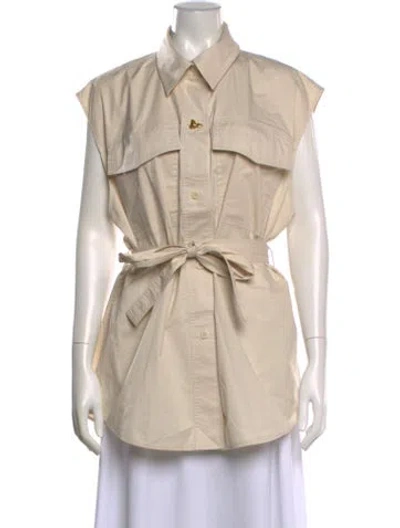 Pre-owned Aeron Sleeveless Button-up Top In Neutrals