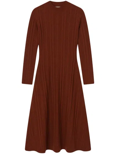 Aeron Spice - Knitted Midi Dress In Burgundy