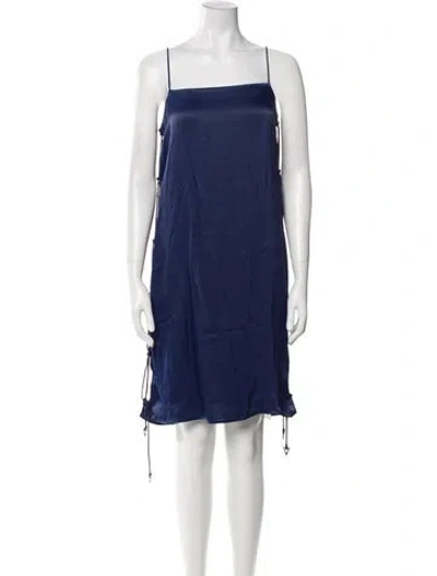 Pre-owned Aeron Square Neckline Knee-length Dress In Blue