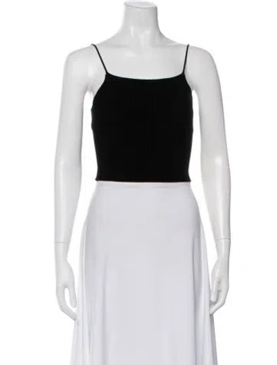 Pre-owned Aeron Square Neckline Sleeveless Crop Top In Black