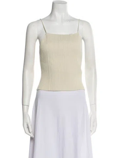 Pre-owned Aeron Square Neckline Sleeveless Crop Top In Neutral
