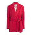 Aeron Suede Belted Sword Blazer In Red