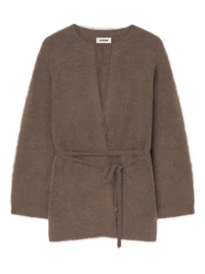 Aeron V-neck Belted Cardigan In Brown