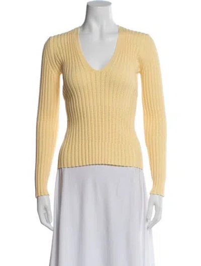 Pre-owned Aeron V-neck Long Sleeve Top In Yellow