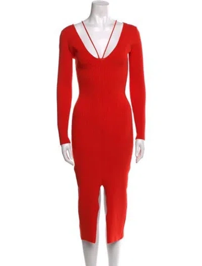 Pre-owned Aeron V-neck Midi Length Dress W/ Tags In Orange