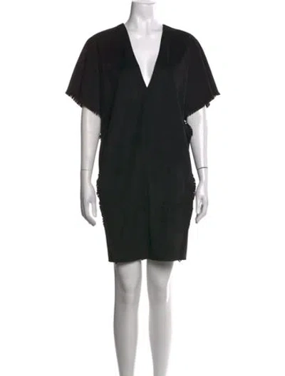 Pre-owned Aeron V-neck Mini Dress In Black