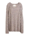 Aeron Woman Sweater Taupe Size L Recycled Polyester, Recycled Cotton, Acrylic, Wool In Grey