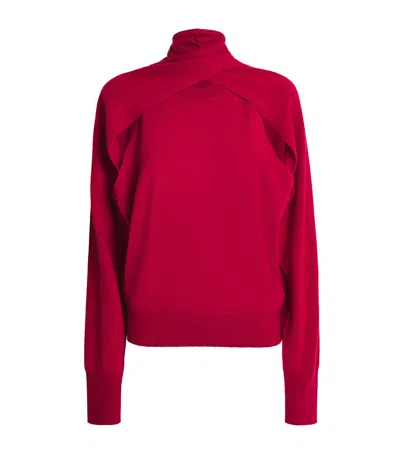 Aeron Wool-cashmere Wrap Sweater In Red