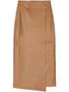 Aeron Wrap Leather Midi Skirt In Brown