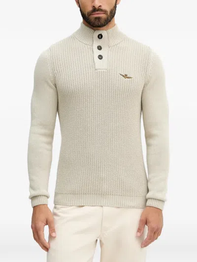 Aeronautica Militare Button Sweater In Neutral