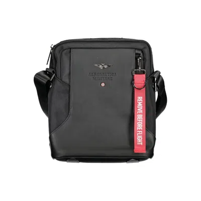 Aeronautica Militare Elegant Black Shoulder Bag With Organized Compartments