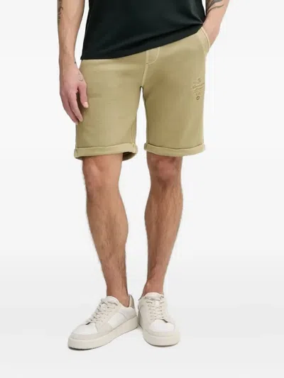 Aeronautica Militare Embroidered Logo Shorts In Gold