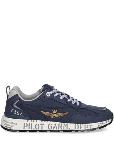 Aeronautica Militare Embroidered Sneakers In Blue