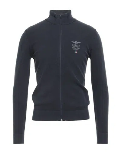 Aeronautica Militare Frecce Tricolori Man Cardigan Navy Size M Cotton, Lyocell In Blue
