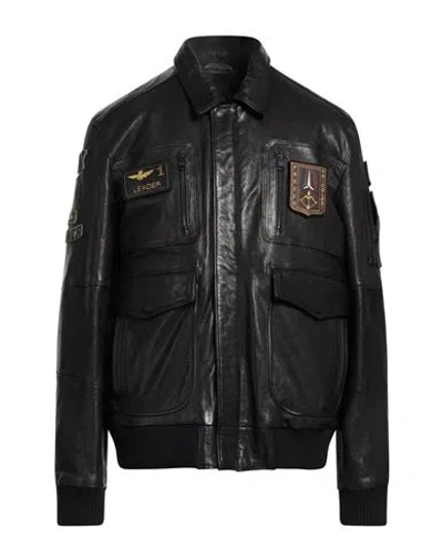 Aeronautica Militare Frecce Tricolori Man Jacket Black Size 48 Sheepskin