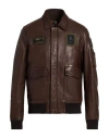 Aeronautica Militare Frecce Tricolori Man Jacket Chocolate Brown Size 46 Ovine Leather In Brown