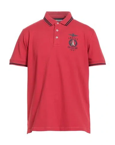 Aeronautica Militare Frecce Tricolori Man Polo Shirt Red Size Xl Cotton, Elastane