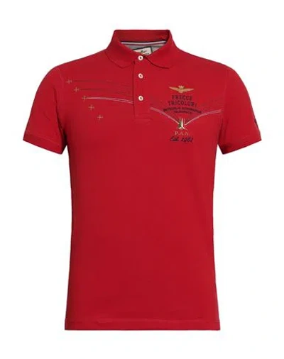Aeronautica Militare Frecce Tricolori Man Polo Shirt Tomato Red Size L Cotton, Elastane