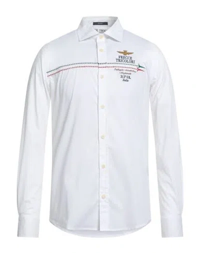 Aeronautica Militare Frecce Tricolori Man Shirt White Size 3xl Cotton, Elastane