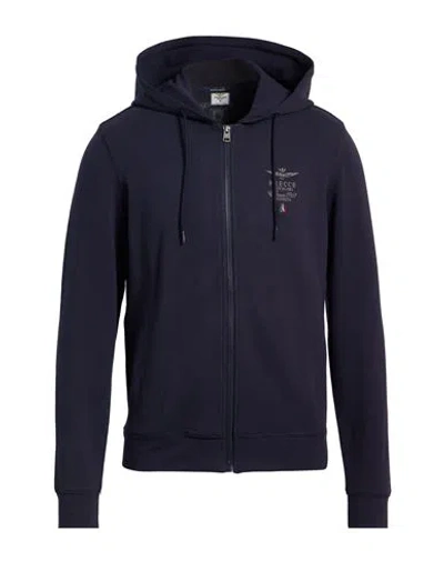 Aeronautica Militare Frecce Tricolori Man Sweatshirt Midnight Blue Size M Cotton, Elastane In Black