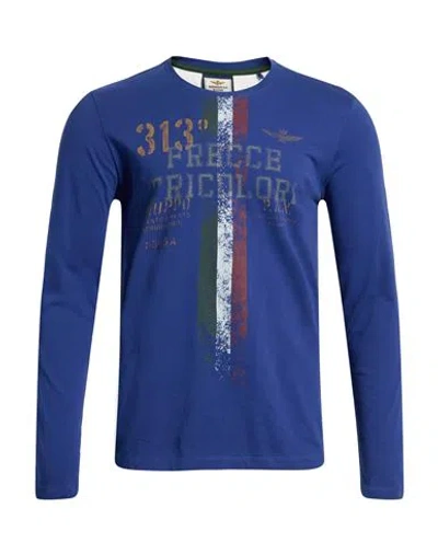 Aeronautica Militare Frecce Tricolori Man T-shirt Blue Size L Cotton