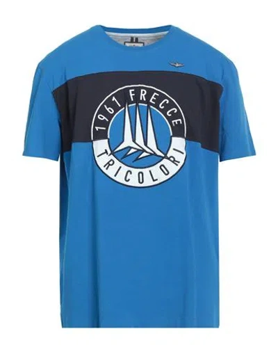 Aeronautica Militare Frecce Tricolori Man T-shirt Bright Blue Size Xxl Cotton, Elastane