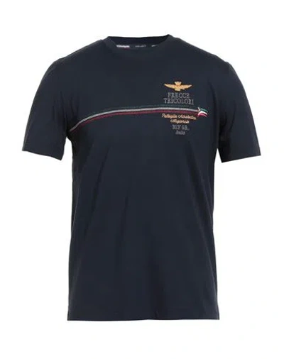 Aeronautica Militare Frecce Tricolori Man T-shirt Navy Size L Cotton In Blue