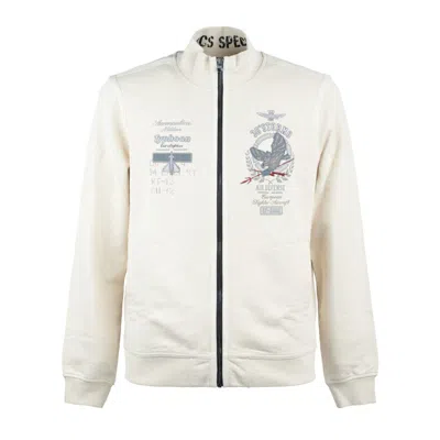 Aeronautica Militare Full-zip Sweatshirt With Reflective Details In White