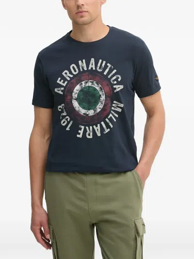 Aeronautica Militare Graphic-print Cotton T-shirt In Blue