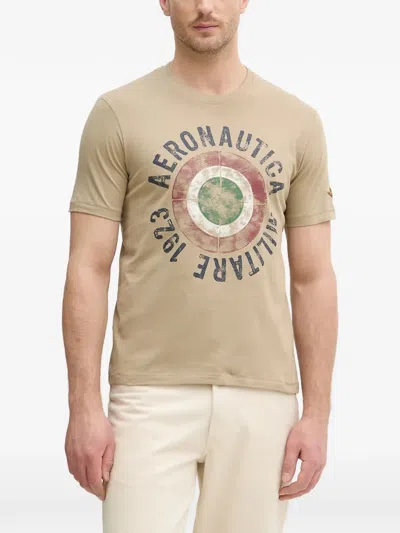 Aeronautica Militare Graphic-print Cotton T-shirt In Brown