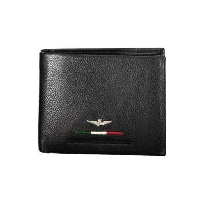 Aeronautica Militare Elegant Black Leather Two-compartment Wallet