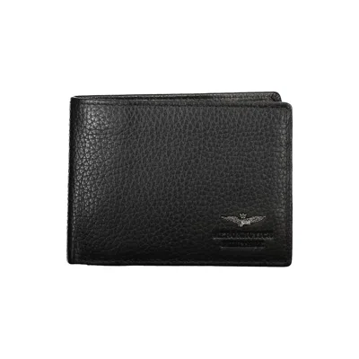 Aeronautica Militare Sleek Dual-compartment Leather Wallet In Black