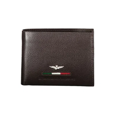 Aeronautica Militare Elegant Leather Wallet With Sleek Compartments In Brown