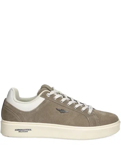 Aeronautica Militare Leather Sneakers In Brown