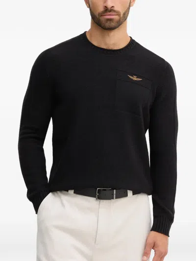 Aeronautica Militare Logo-detail Black Sweater