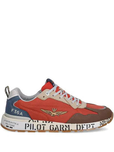 Aeronautica Militare Logo-embellished Lace-up Sneakers In Red