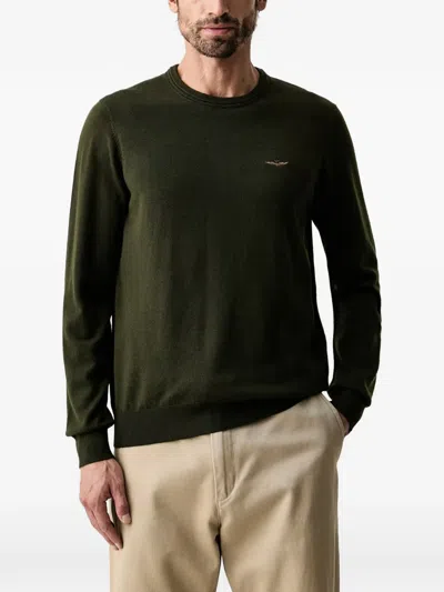 Aeronautica Militare Logo-embroidered Wool Sweater In Grün